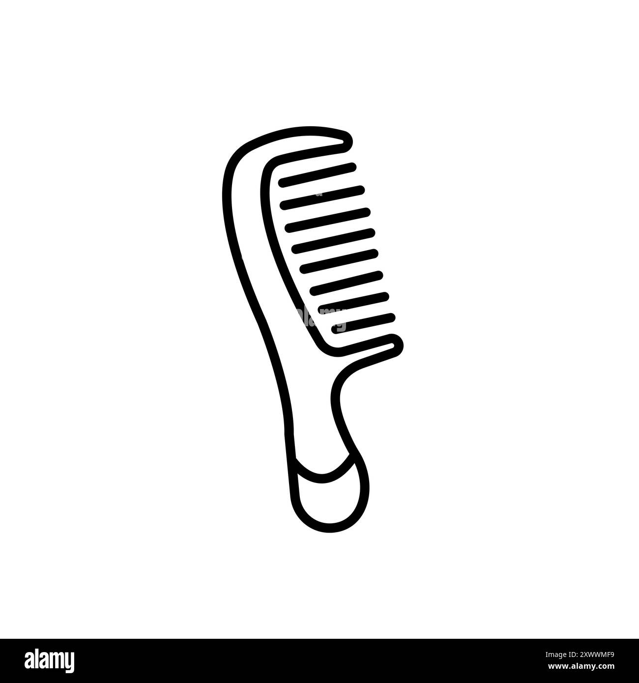 Kamm-Symbol. Einfacher Umrissstil. Haarstylisten-Werkzeug, Friseurkamm, Mode, Schönheit, Haarbürstenkonzept. Stock Vektor