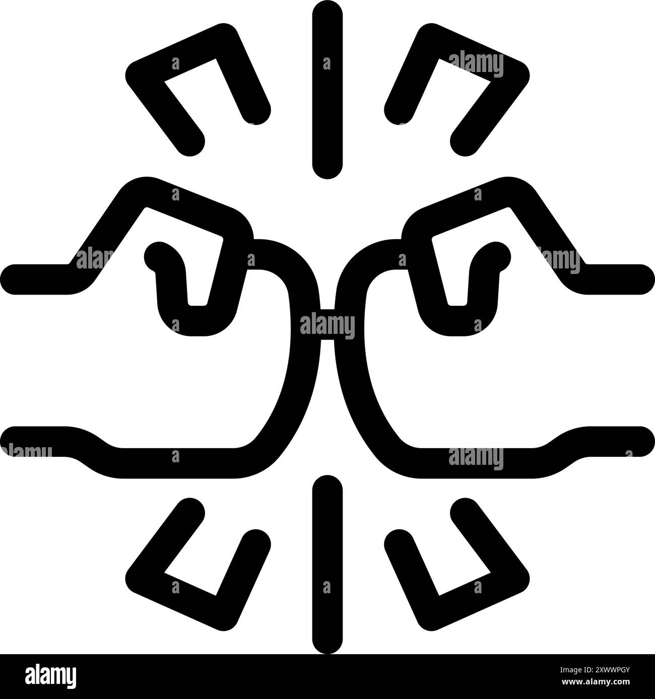 Liniensymbol eines Geschäftsabschlusses, der mit einem festen Handschlag abgeschlossen wird Stock Vektor