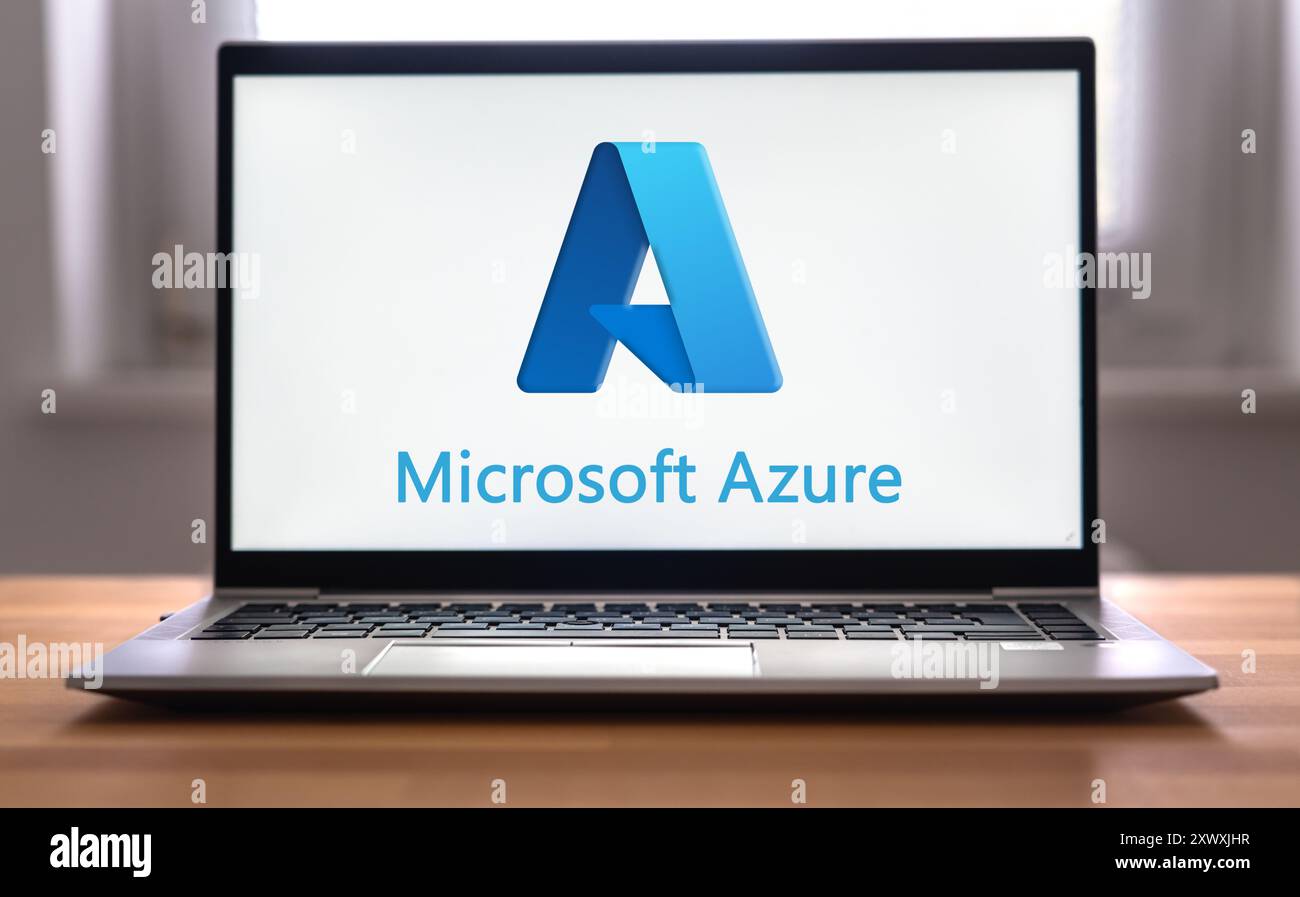 Microsoft Azure Logo wird auf dem Laptop angezeigt Stockfoto