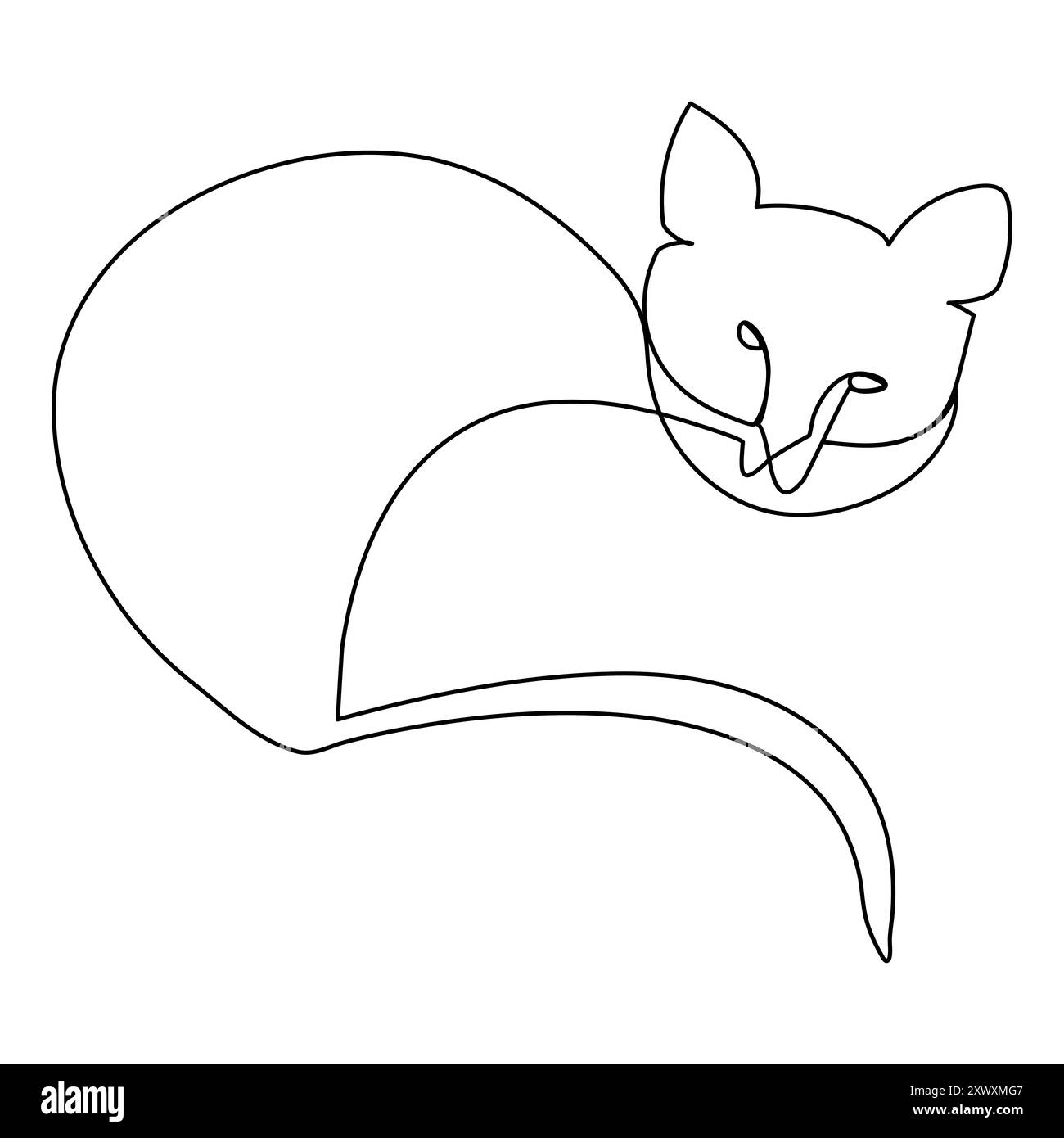 Katzenvektor mit kontinuierlicher einzeiliger Kunstzeichnung. Neues minimalistisches Design Minimalismus Tier Haustier der Katze Illustration. Stock Vektor