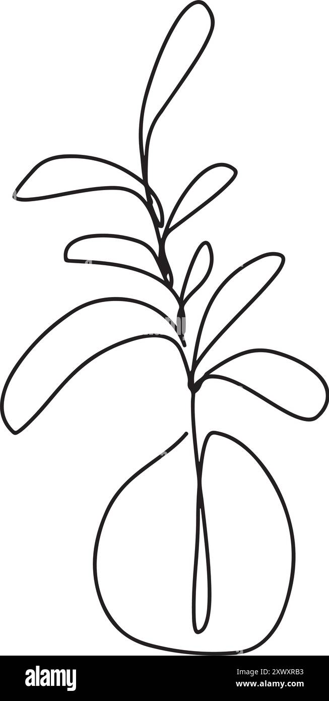 Blume eine Linie Zeichnung Kunst. Durchgehende Linie, die Blumen in einer Vase zeichnet. Konzept Handzeichnung Skizzenlinie. Stock Vektor