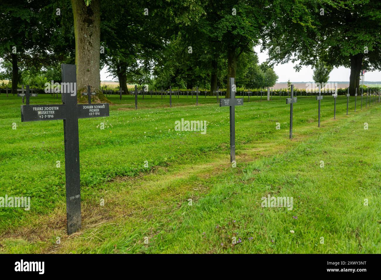 Achiet-le-Petit deutscher Militärfriedhof für die Toten des Ersten Weltkriegs Pas-de-Calais, Frankreich Stockfoto