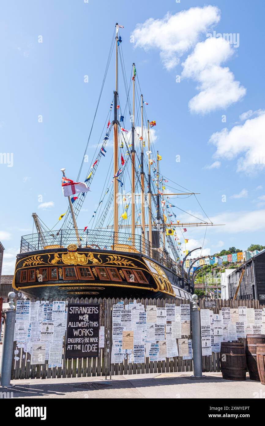 Die von Isambard Kingdom Brunel gebaute S S S Great Britain startete 1843 und ruht heute in der Great Western Dockyard, Floating Harbour, Bristol City UK Stockfoto