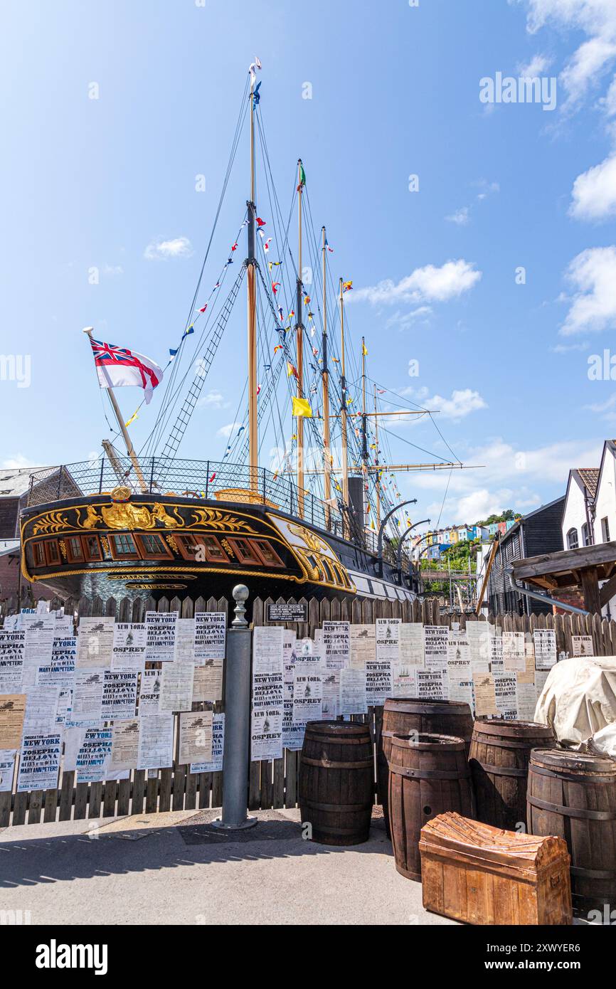 Die von Isambard Kingdom Brunel gebaute S S S Great Britain startete 1843 und ruht heute in der Great Western Dockyard, Floating Harbour, Bristol City UK Stockfoto