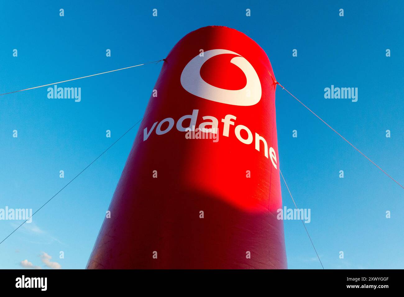 Aufblasbarer Sack mit Vodafone-Logo Stockfoto