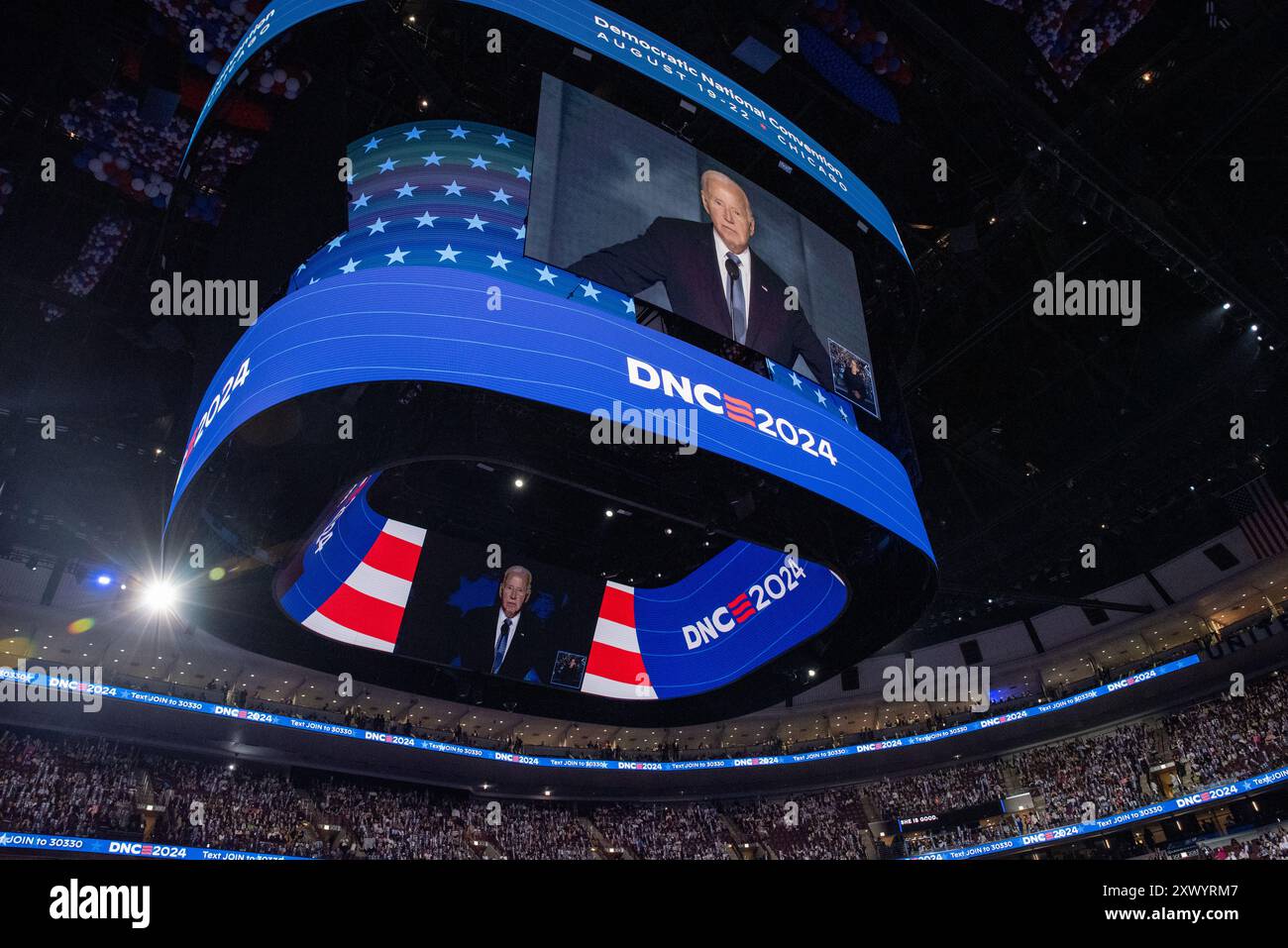 Demokratischer Nationalkonvent Tag 1 Chicago. Eröffnungszeremonie für die DNC Convention in Chicago im United Center. Stockfoto