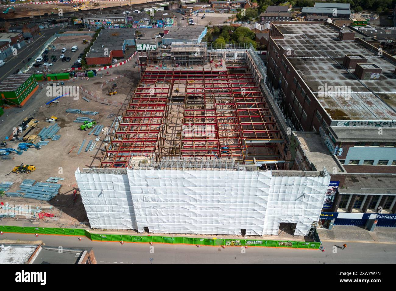 Canal Street, Digbeth, Birmingham, 21. August 2024 - Bau der neuen BBC ...