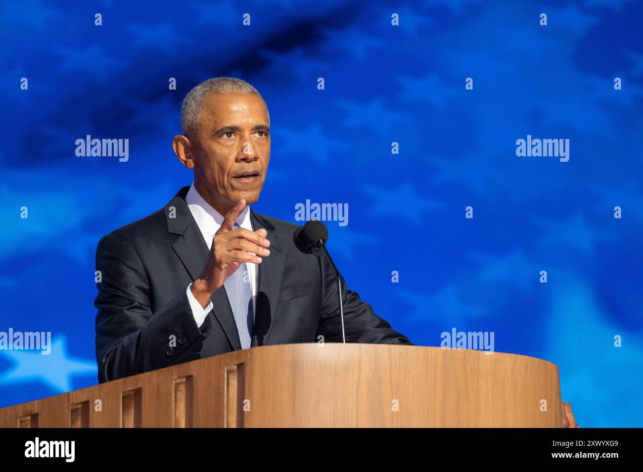 Demokratischer Nationalkonvent Tag 2 Chicago. Eröffnungszeremonie für die DNC Convention in Chicago im United Center. Stockfoto