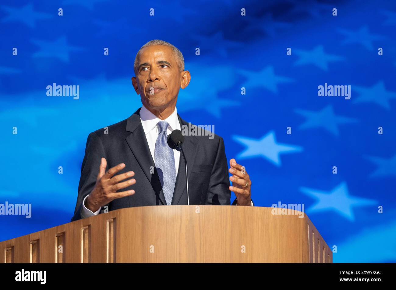 Demokratischer Nationalkonvent Tag 2 Chicago. Eröffnungszeremonie für die DNC Convention in Chicago im United Center. Stockfoto
