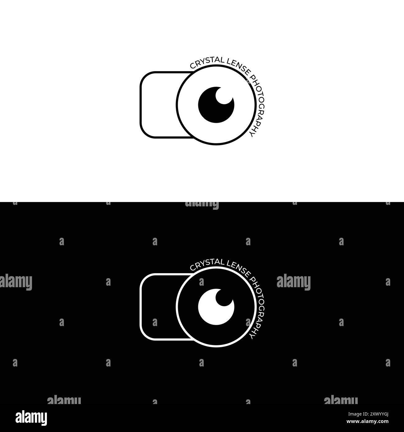 Minimales Logo-Design mit Kristalllinse und Fotografie Stock Vektor