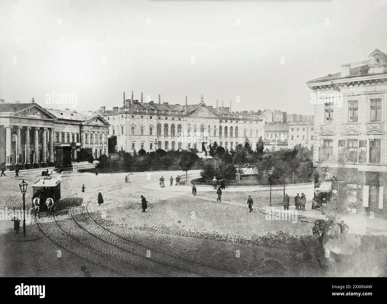 Vintage-Foto vom Place Krasinski. Das Foto zeigt den Krasinski-Platz in Warschau, Polen. 1910-1915 Stockfoto