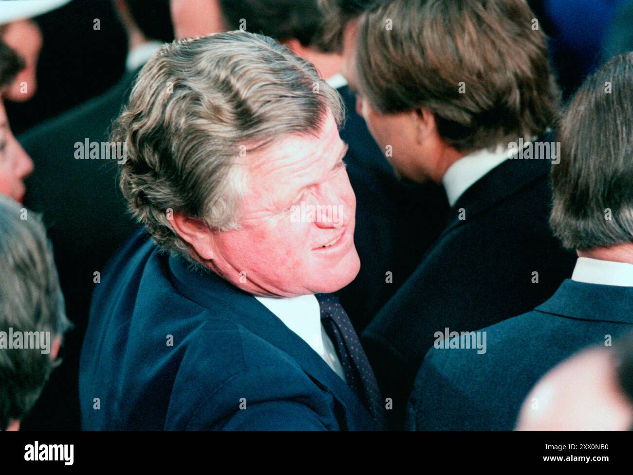 Senator Edward Kennedy, Demokrat-Massachusetts, nimmt an der Amtseinführung von Präsident Ronald Reagan Teil. Stockfoto