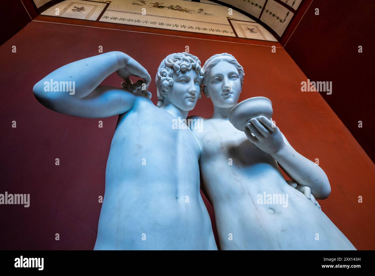 Neoklassische Skulpturen im Thorvaldsen Museum in Kopenhagen, Dänemark Stockfoto