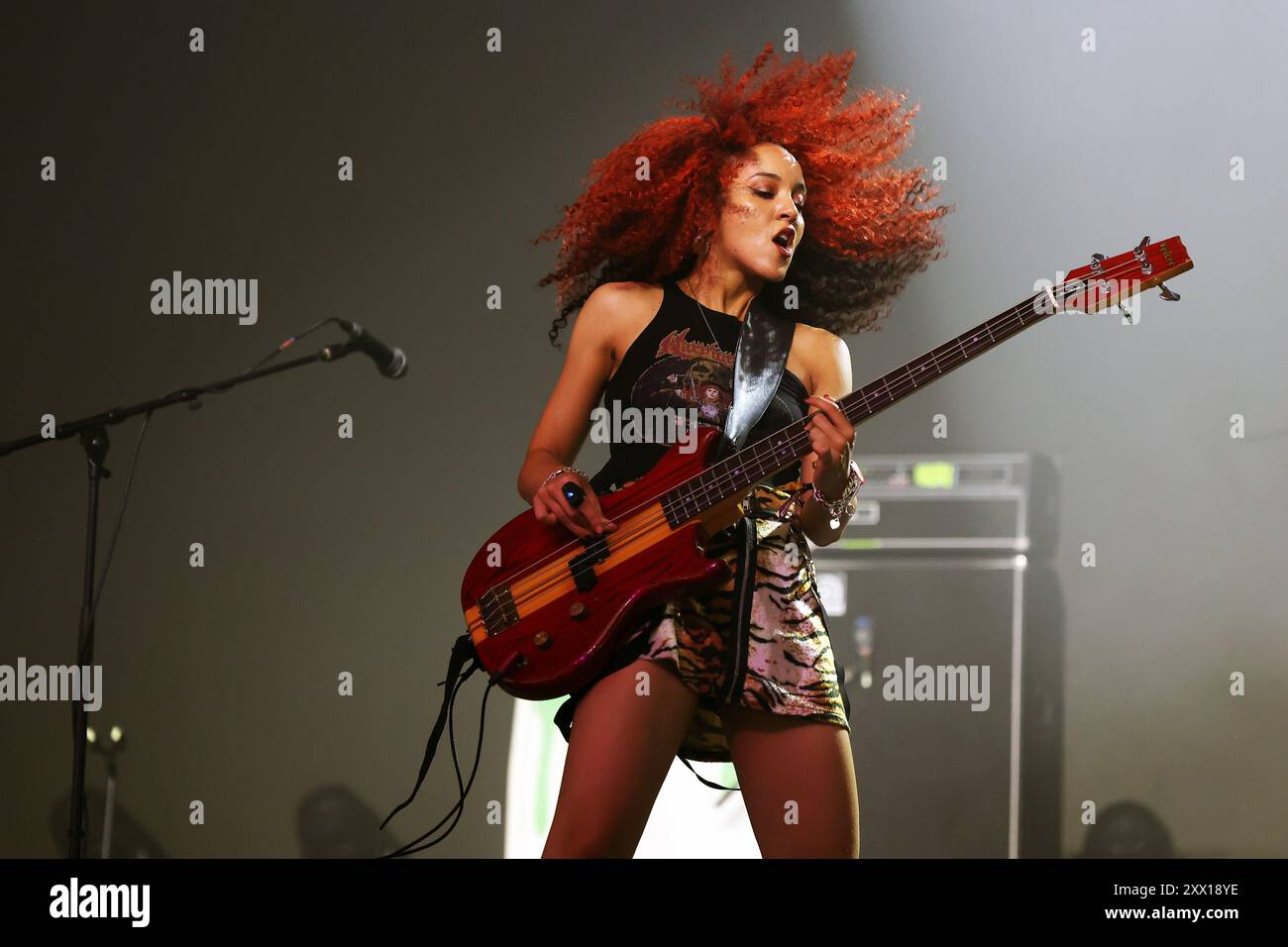 Nova Twins Bassist Georgia South beim Sziget Festival in Budapest (8. August 2024) Stockfoto