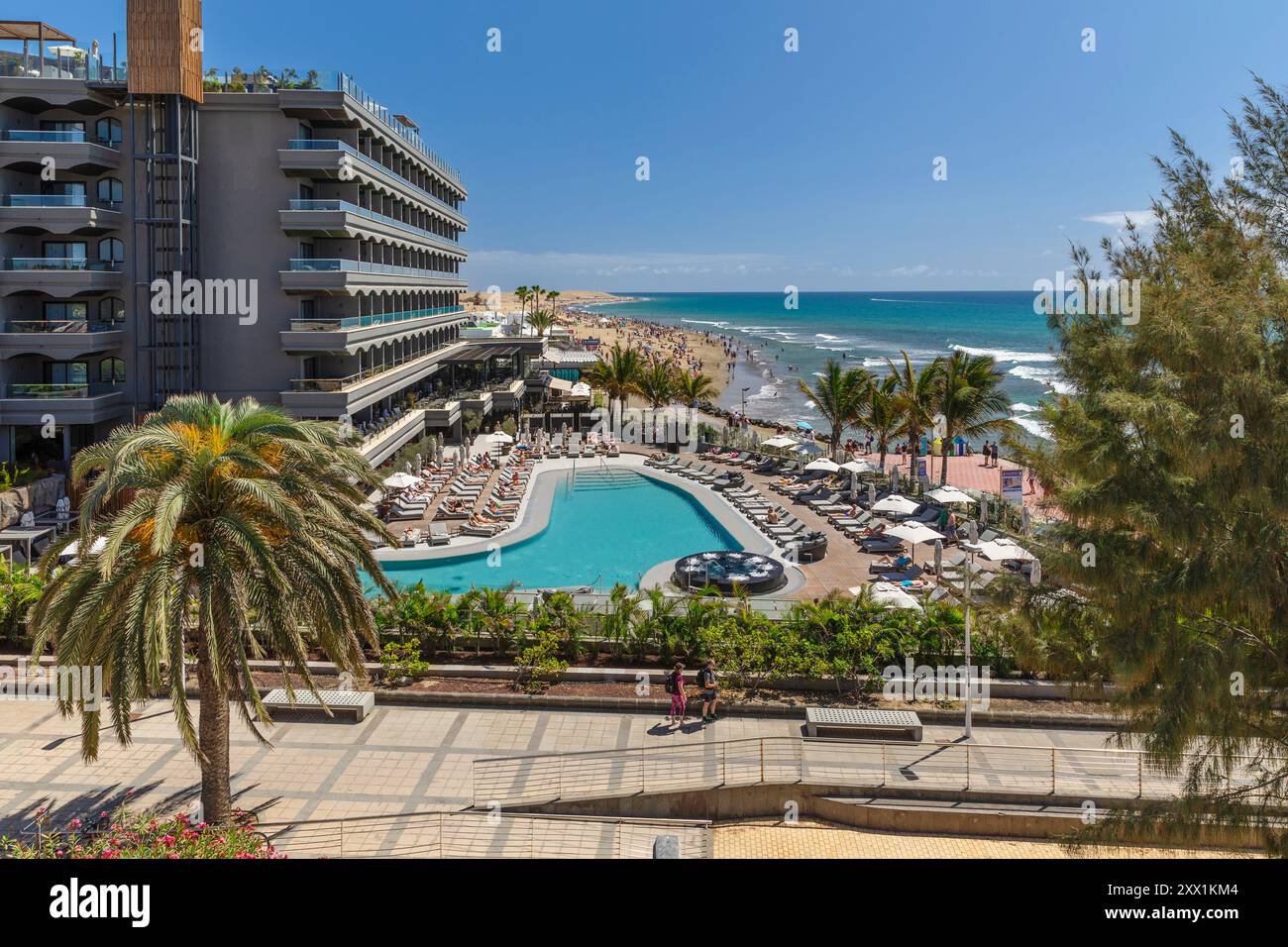 Hotel Faro und Maspalomas Sanddünen, Maspalomas, Gran Canaria, Kanarische Inseln, Spanien, Atlantik, Europa Stockfoto