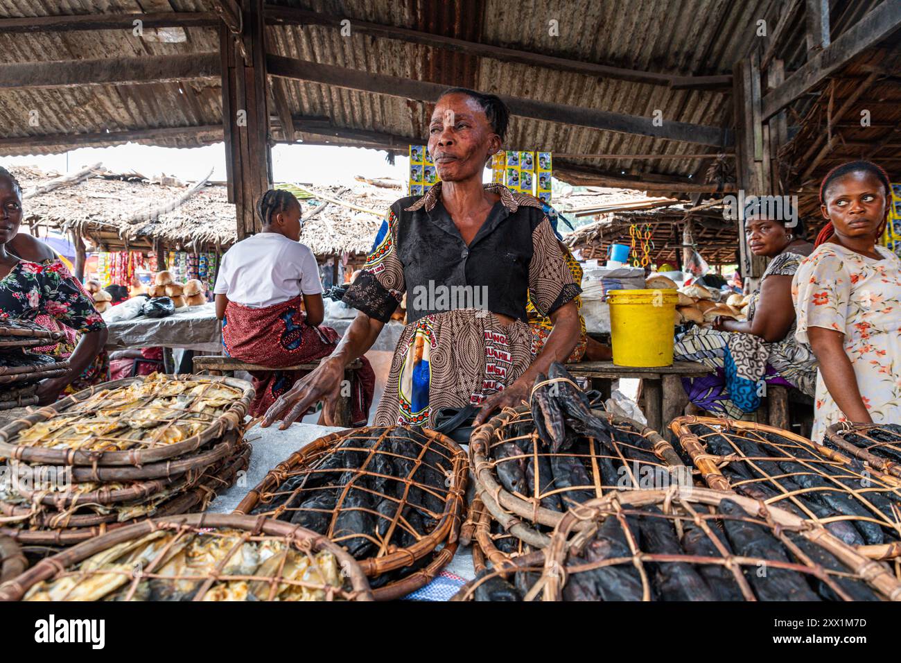 Bush Meat Market, Mbandaka, Provinz Equateur, Demokratische Republik Kongo, Afrika Stockfoto