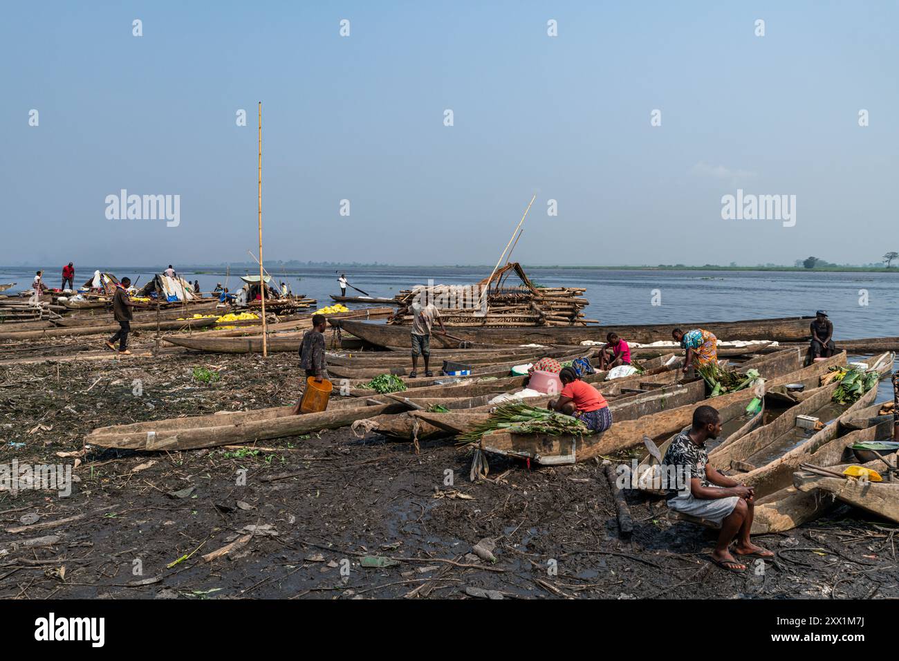 River Market, Mbandaka, Provinz Equateur, Demokratische Republik Kongo, Afrika Stockfoto