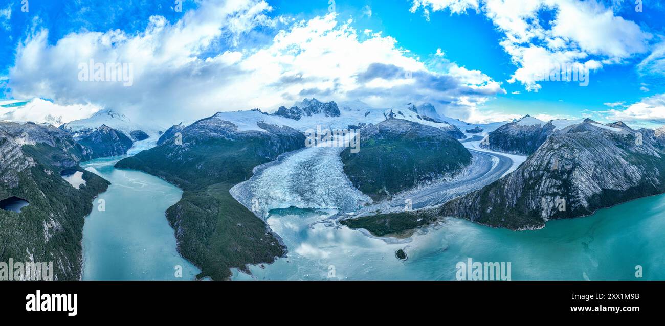 Luftaufnahme des Pia-Gletschers, Feuerland, Chile, Südamerika Stockfoto