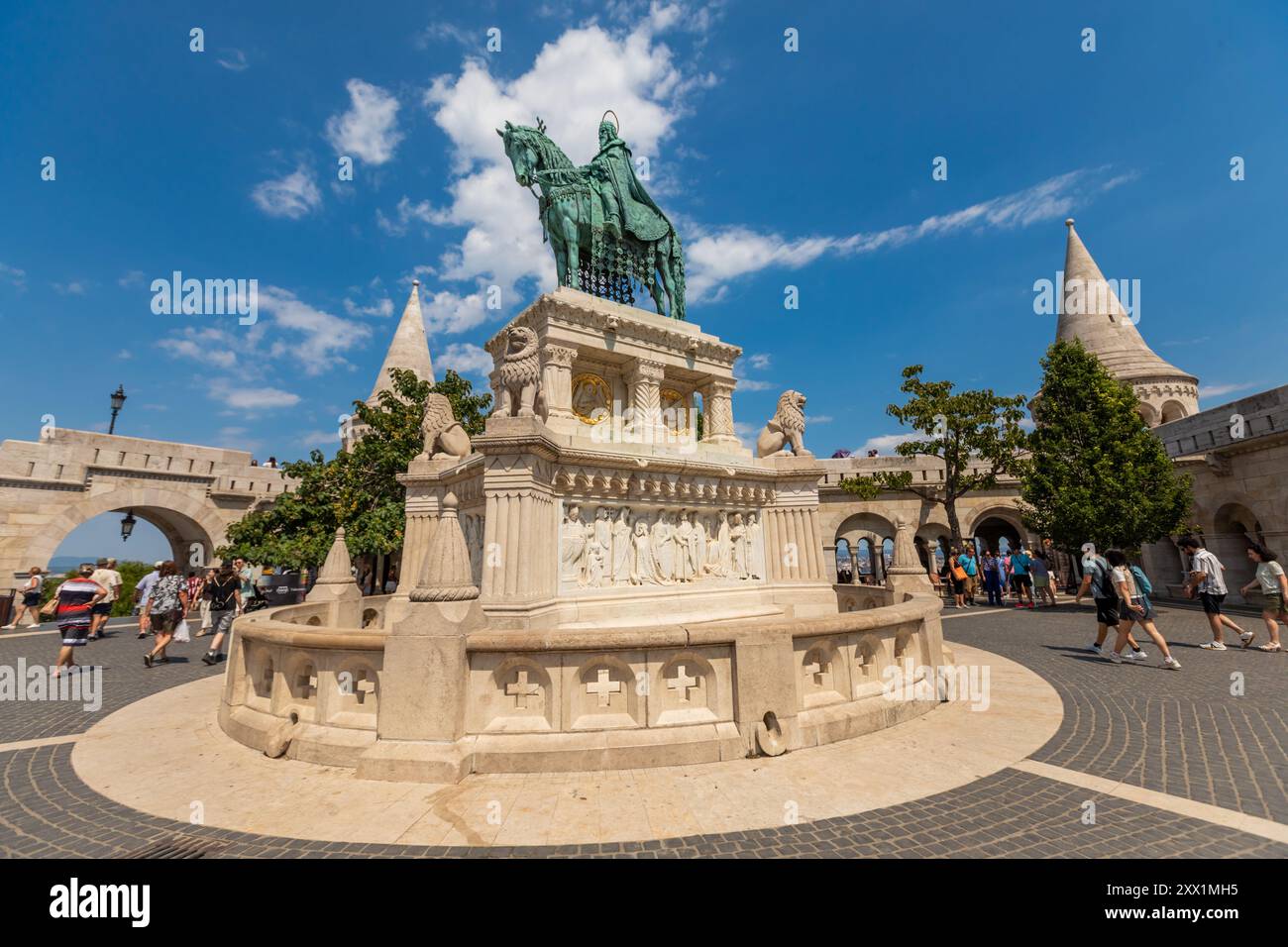 Fisherman's Bastion plaza, UNESCO-Weltkulturerbe, Budapest, Ungarn, Europa Stockfoto