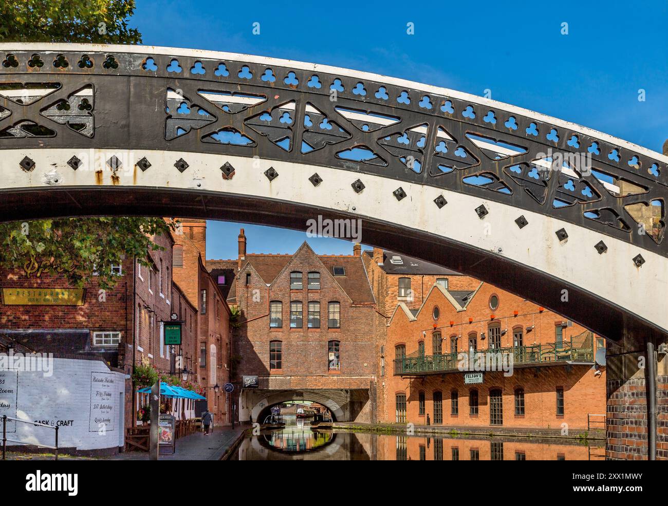 Bar Lodge Fußgängerbrücke, Gas Street Canal Basin, Zentrum von Birmingham, England, Großbritannien, Europa Stockfoto