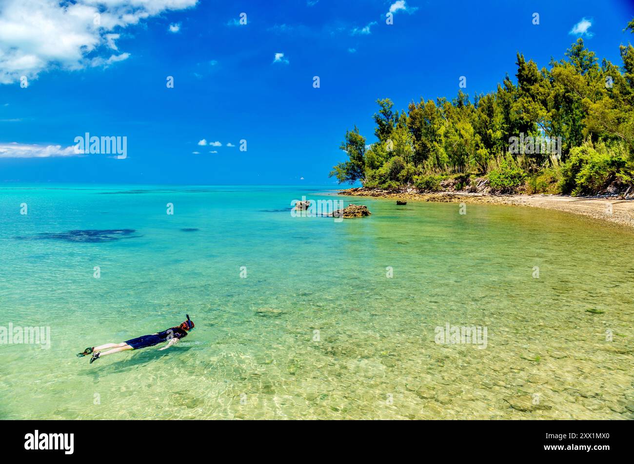 Schnorcheln am Glass Beach, Ireland Island South, Somerset, Bermuda, Atlantik, Nordamerika Stockfoto