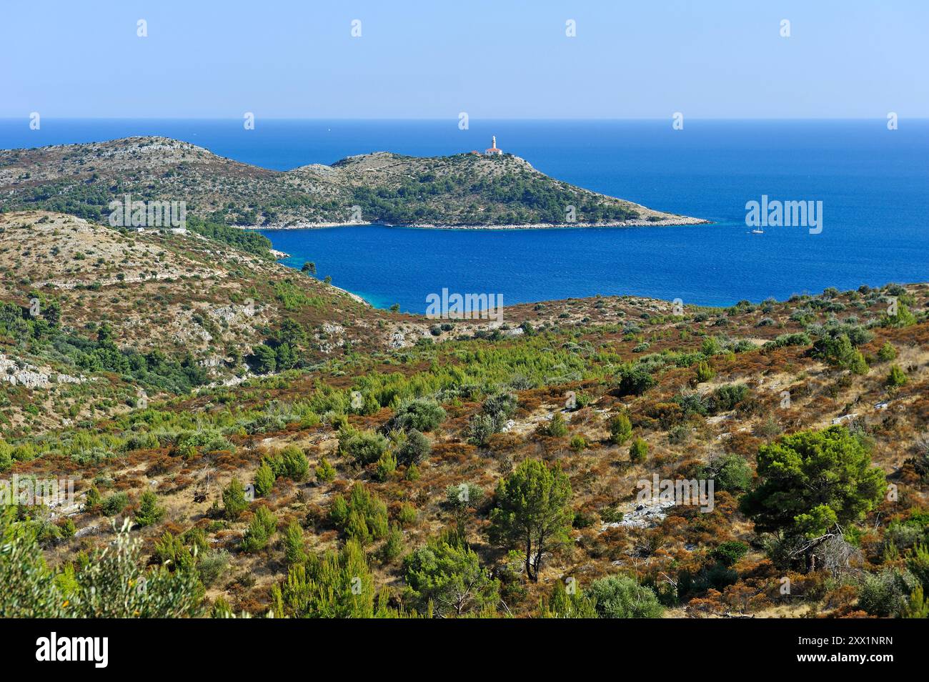 Bucht von Skrivena Luka (versteckter Hafen), Insel Lastovo, Kroatien, Südosteuropa Stockfoto