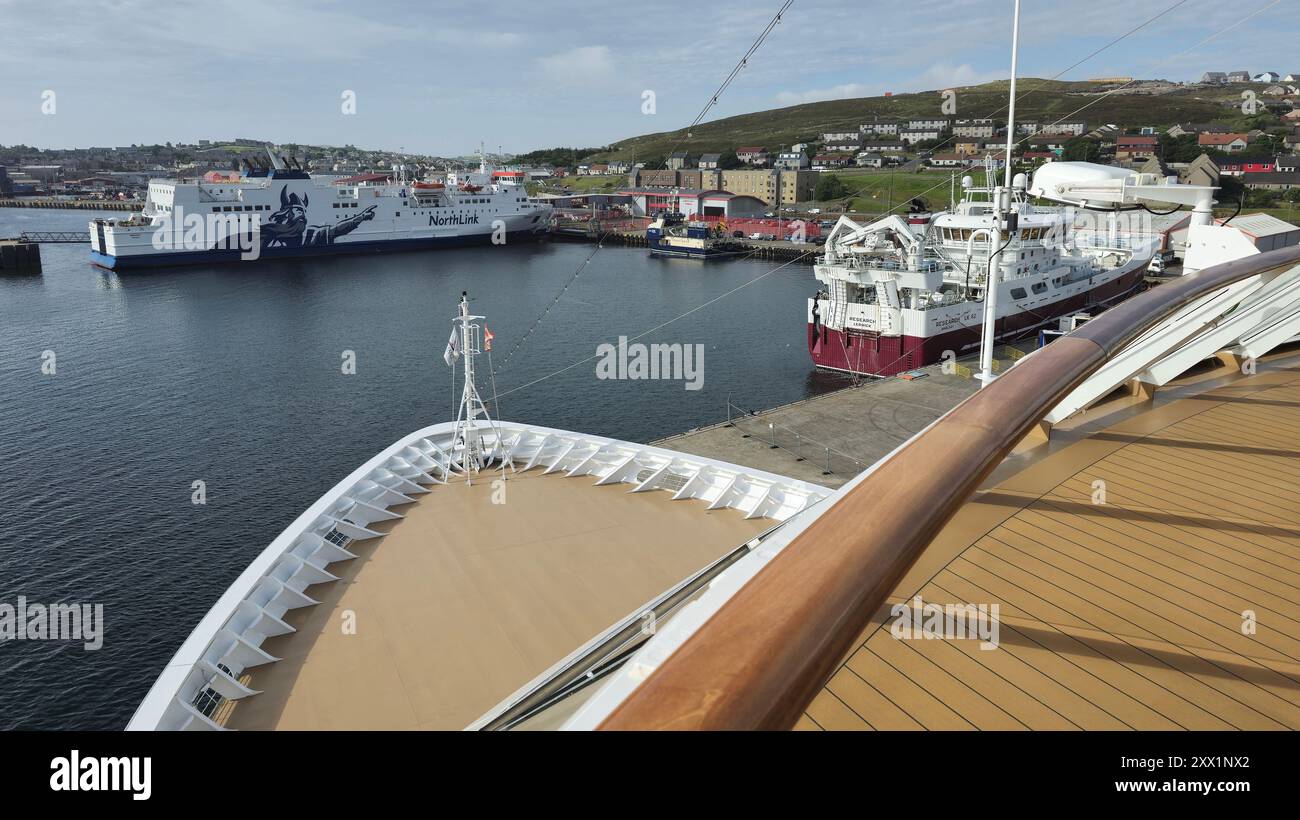 Blick vom Kreuzfahrtschiff, Lerwick, Shetlands, Schottland, Großbritannien, Europa Stockfoto