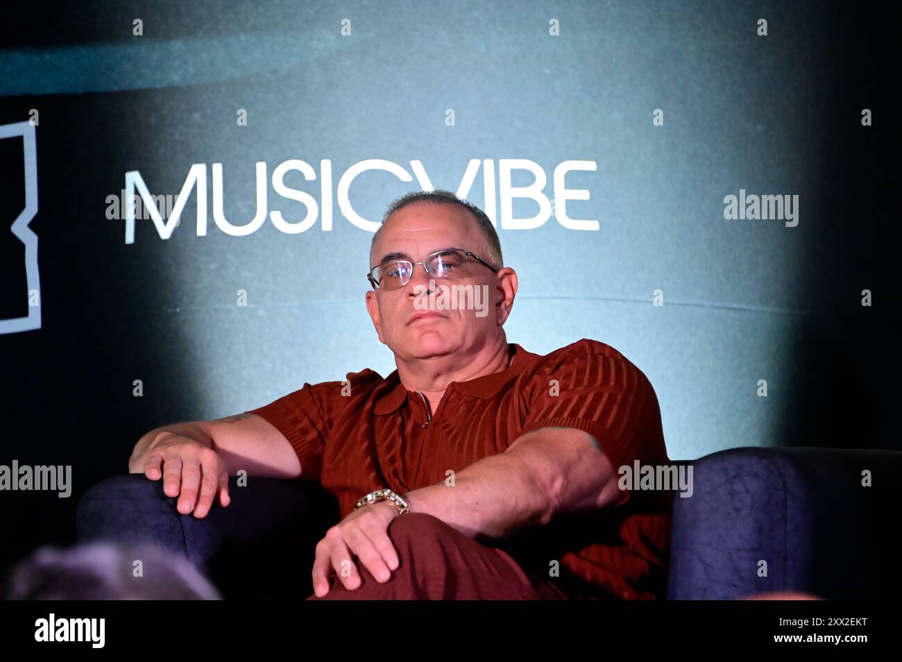 Mexiko-Stadt, Mexiko. August 2024. John Gotti Manager von John Gotti III. Sprach während einer Pressekonferenz vor dem Kampf von Floyd Mayweather Jr. Gegen John Gotti III. Quelle: Eyepix Group/Alamy Live News Stockfoto