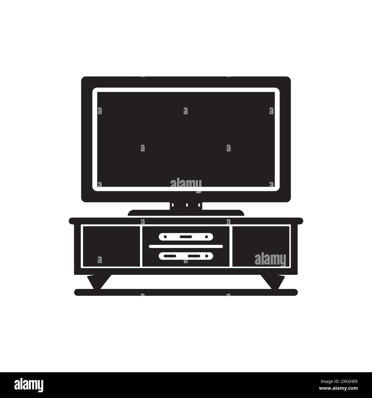 TV-Ständer Silhouette Vektor auf weißem Hintergrund, hd Vektor Symbol Stock Vektor