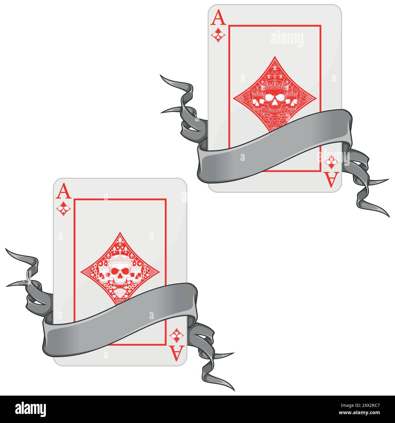 Vektor-Design von Pokerkarten mit Bändern, mit Diamantsymbolen, Band um eine Halloween-Stil Poker Karte Stock Vektor