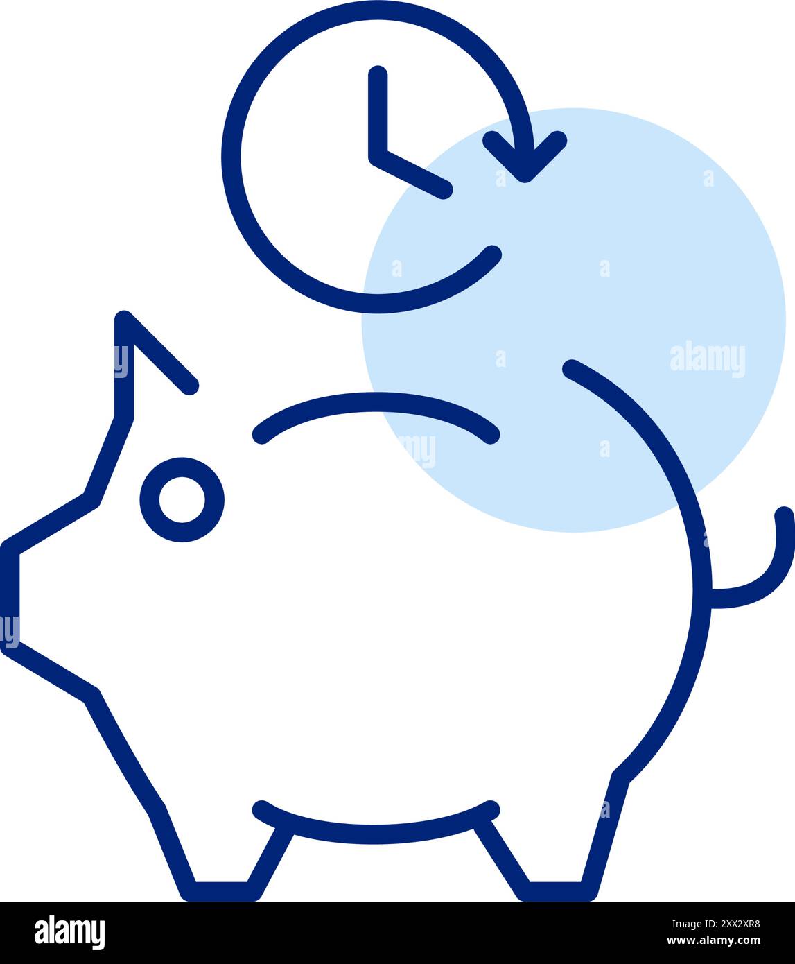 Schweinebank und Uhr. Einsparungen und Investitionsstrategien. Symbol für Pixelperfekte, bearbeitbare Kontur Stock Vektor