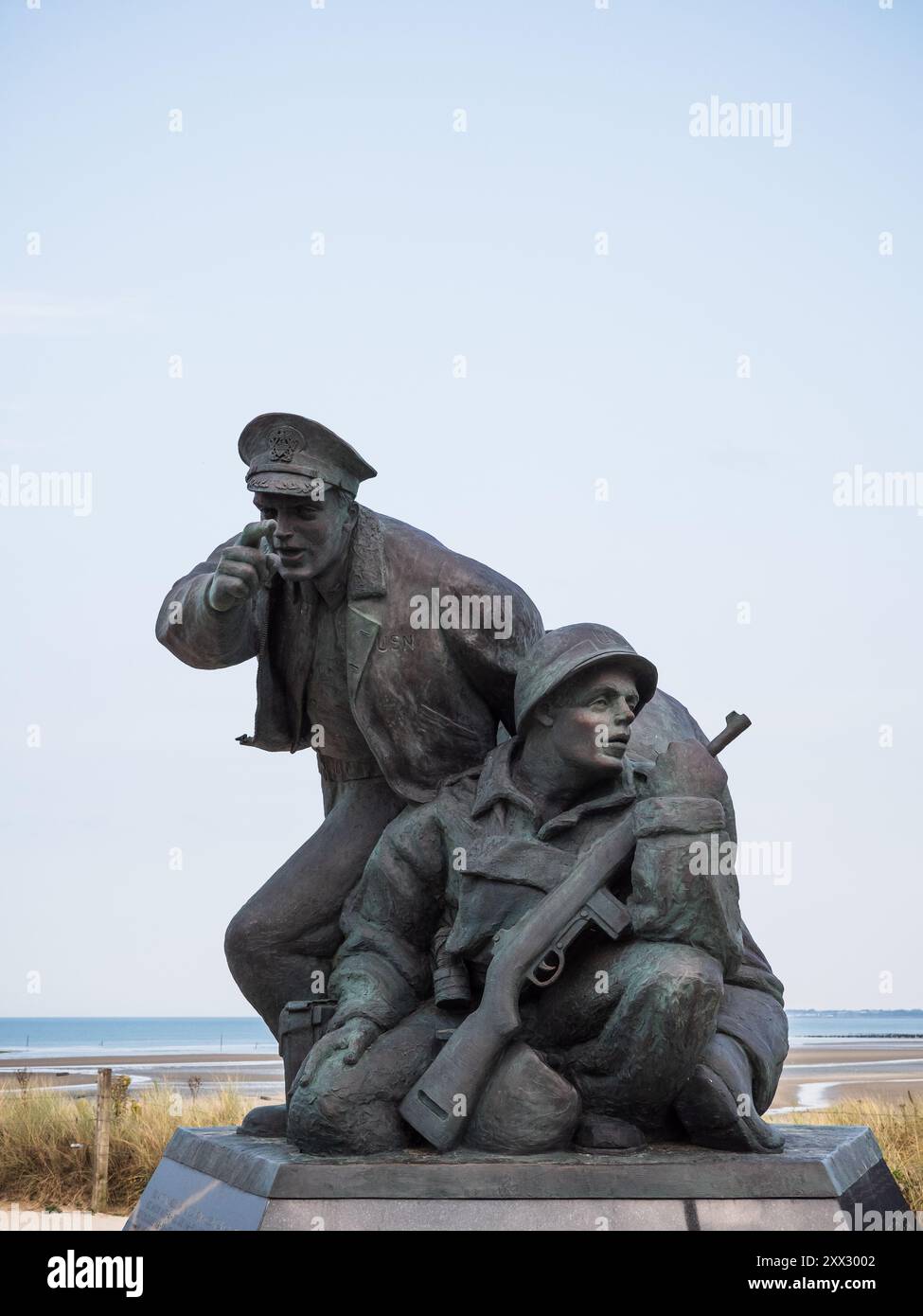 Utah Beach, Frankreich: 19. August 2024: Statue der US-Soldaten in Utah Beach, Normandie, Frankreich Stockfoto