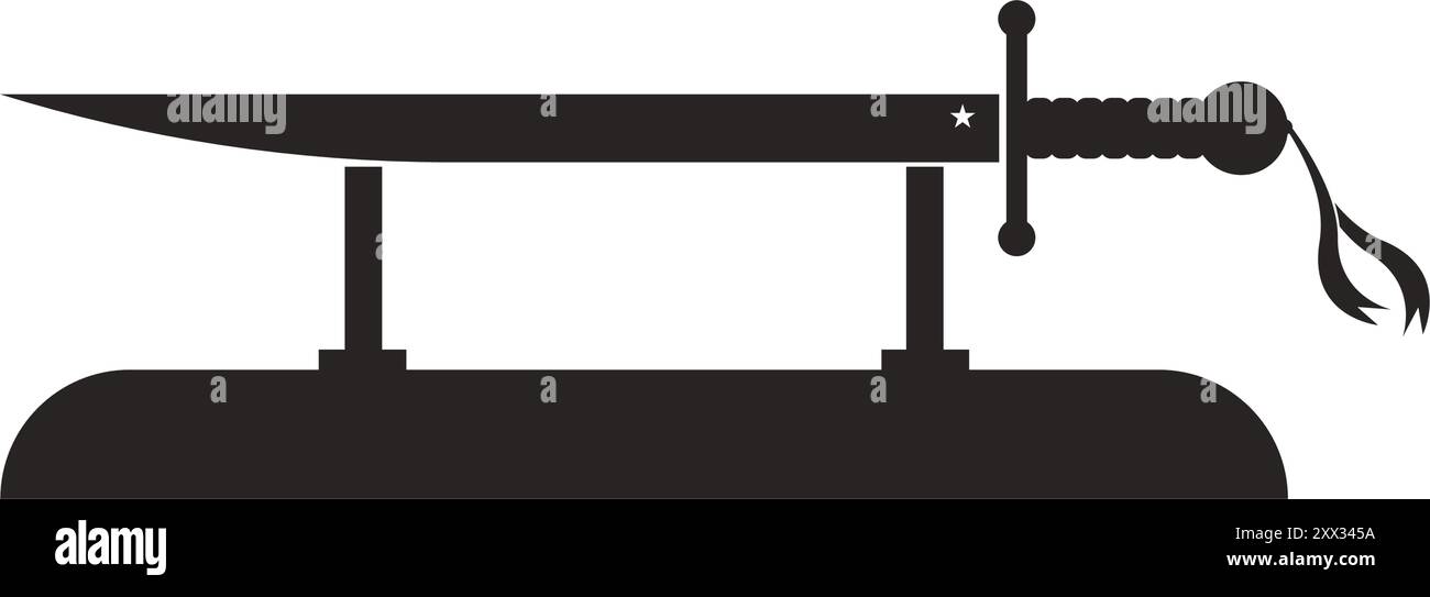 Logodesign mit Schwertvektor-Icon. Stock Vektor