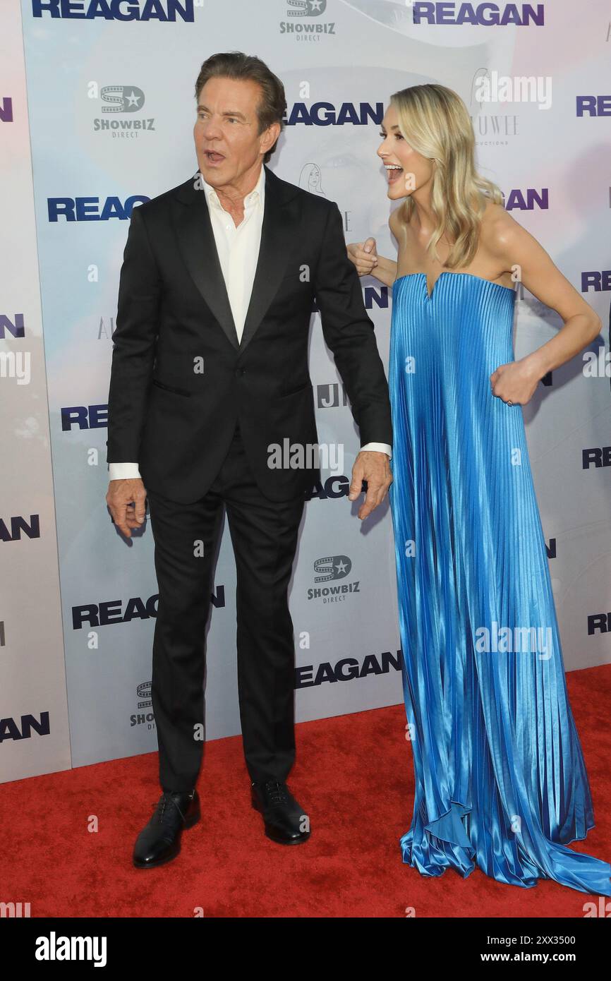 August 2024, Los Angeles, Kalifornien, USA: Dennis Quaid, Laura Savoie Quaid bei der Los Angeles Premiere von Reagan im TCL Chinese Theatre IMAX (Credit Image: © Nina Prommer/ZUMA Press Wire) NUR REDAKTIONELLE VERWENDUNG! Nicht für kommerzielle ZWECKE! Stockfoto
