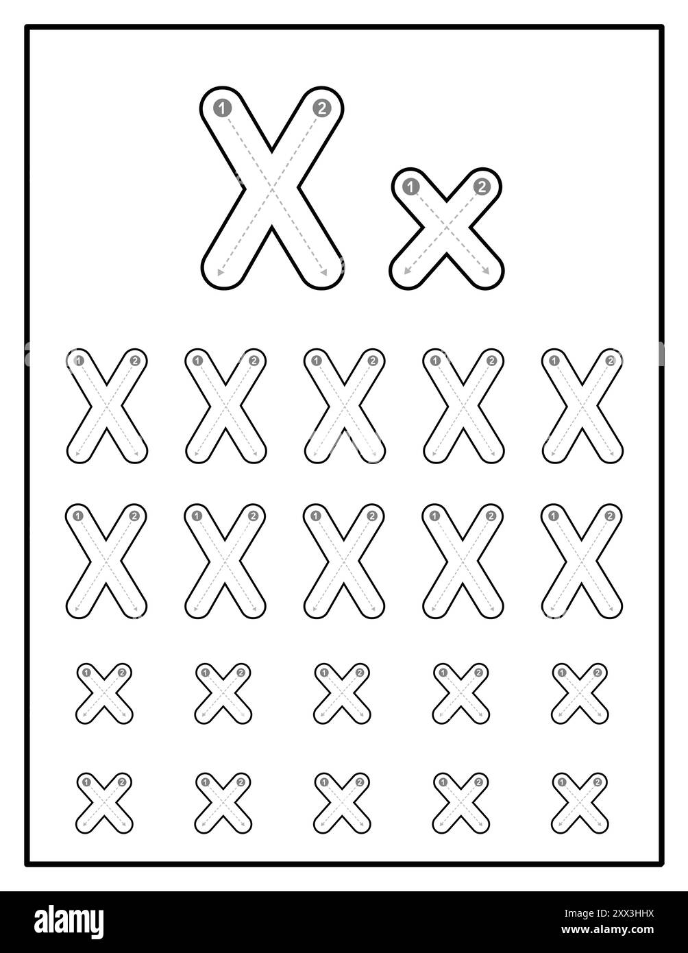 Arbeitsblätter für alphabetische Nachverfolgung für Kinder mit Groß- und Kleinbuchstaben Übungsseiten mit Buchstabe C Stock Vektor