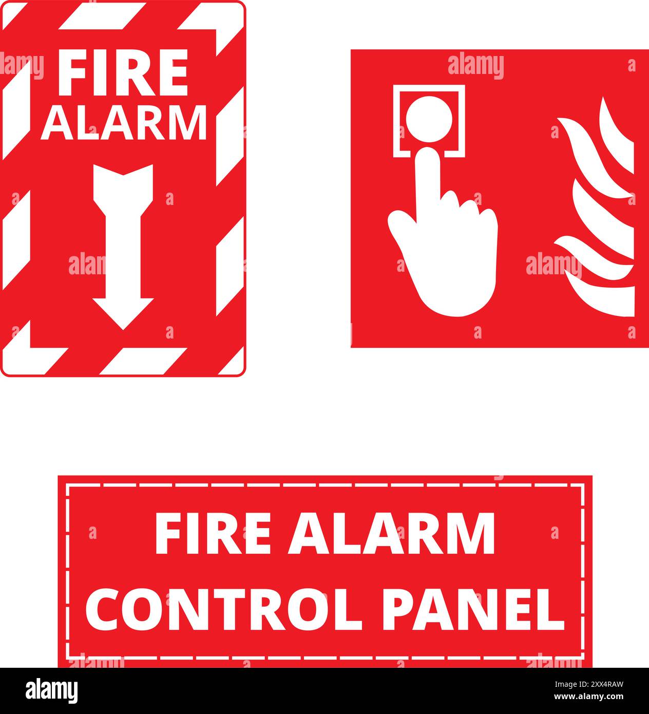 Feueralarm-Banner auf weißem Hintergrund Stock Vektor
