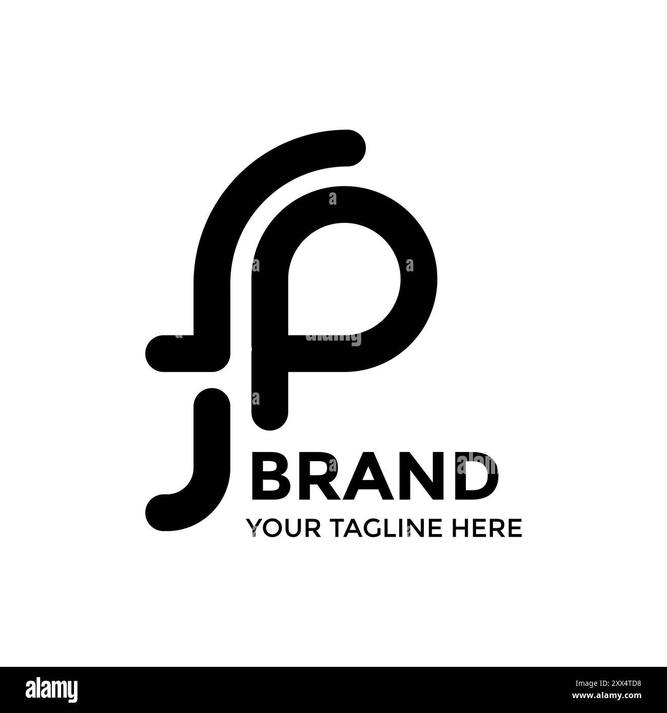 Logodesign von F & P-Buchstaben in Vektorformat-Datei auf blauem Hintergrund Stock Vektor