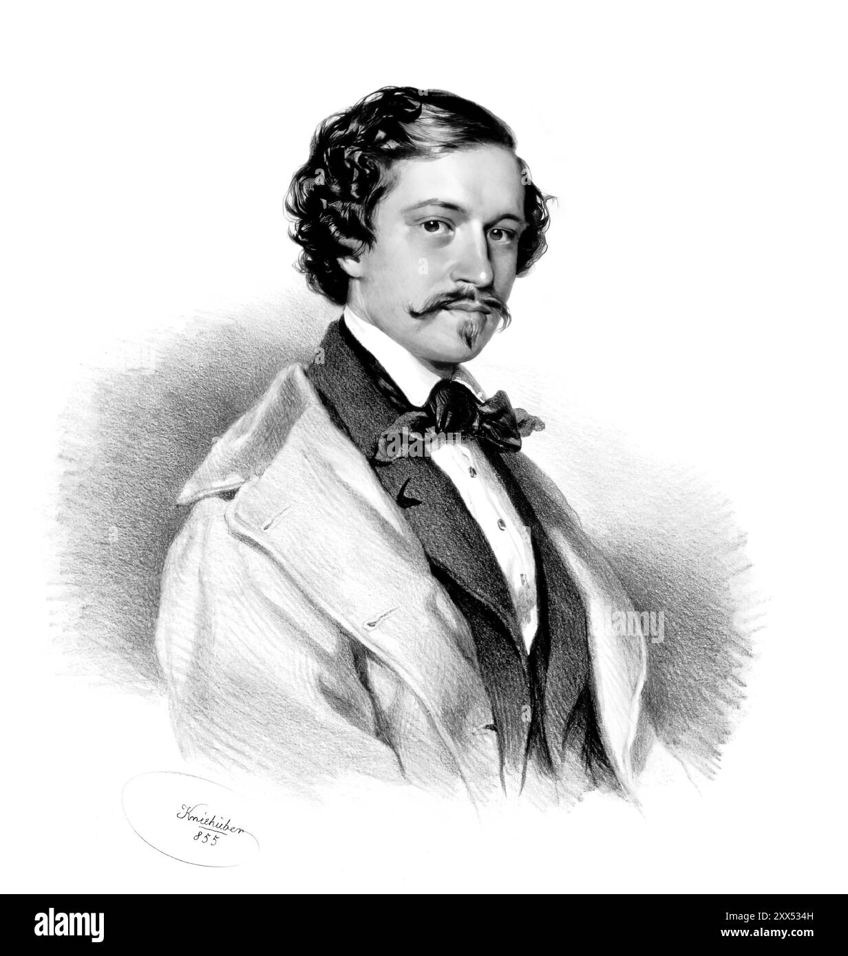 Johann Baptist Strauss II., 1825–1899, österreichischer Komponist und Geiger, 1879, digital bearbeitet nach einer Illustration von Josef Kriehuber Stockfoto