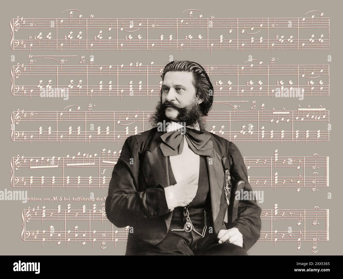 Johann Baptist Strauss II, 1825–1899, österreichischer Komponist und Geiger, 1879, digital herausgegeben, Notenblatt aus „die Blaue Donau“ Stockfoto