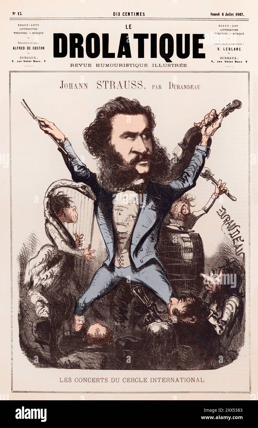 Titelseite von Le Drolatique, Johann Baptist Strauss II, 1825–1899, österreichischer Komponist und Geiger, 1879, digital herausgegeben Stockfoto