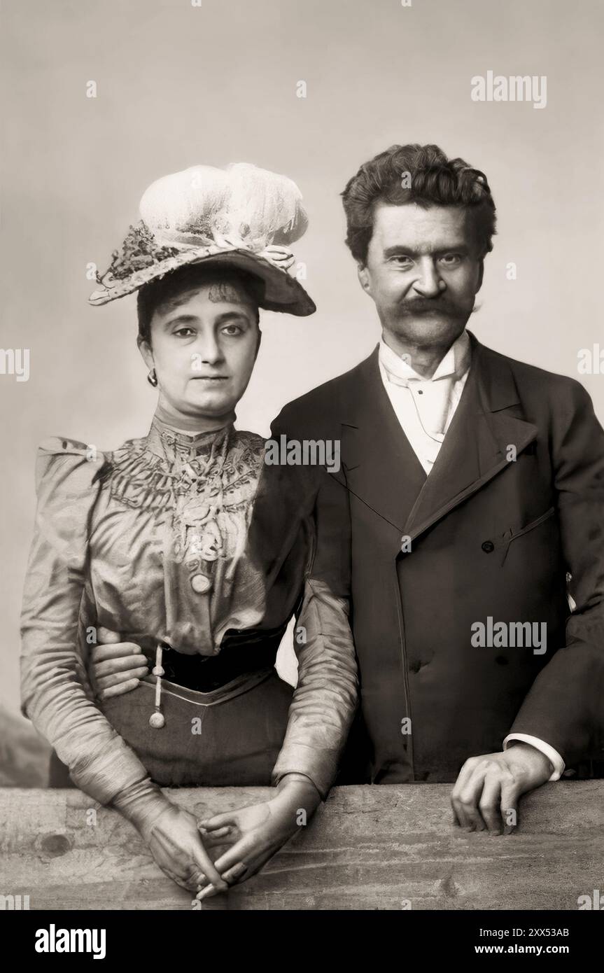 Johann und Adele Strauss in Bad Ischl, 1895, von Rudolf Krziwanek, digital herausgegeben Stockfoto