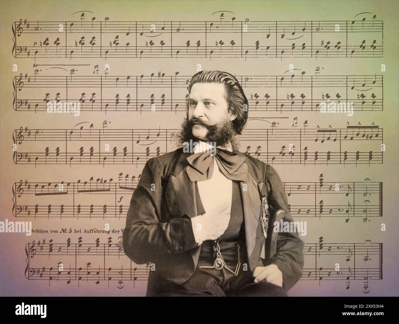 Johann Baptist Strauss II, 1825–1899, österreichischer Komponist und Geiger, 1879, digital herausgegeben, Notenblatt aus „die Blaue Donau“ Stockfoto