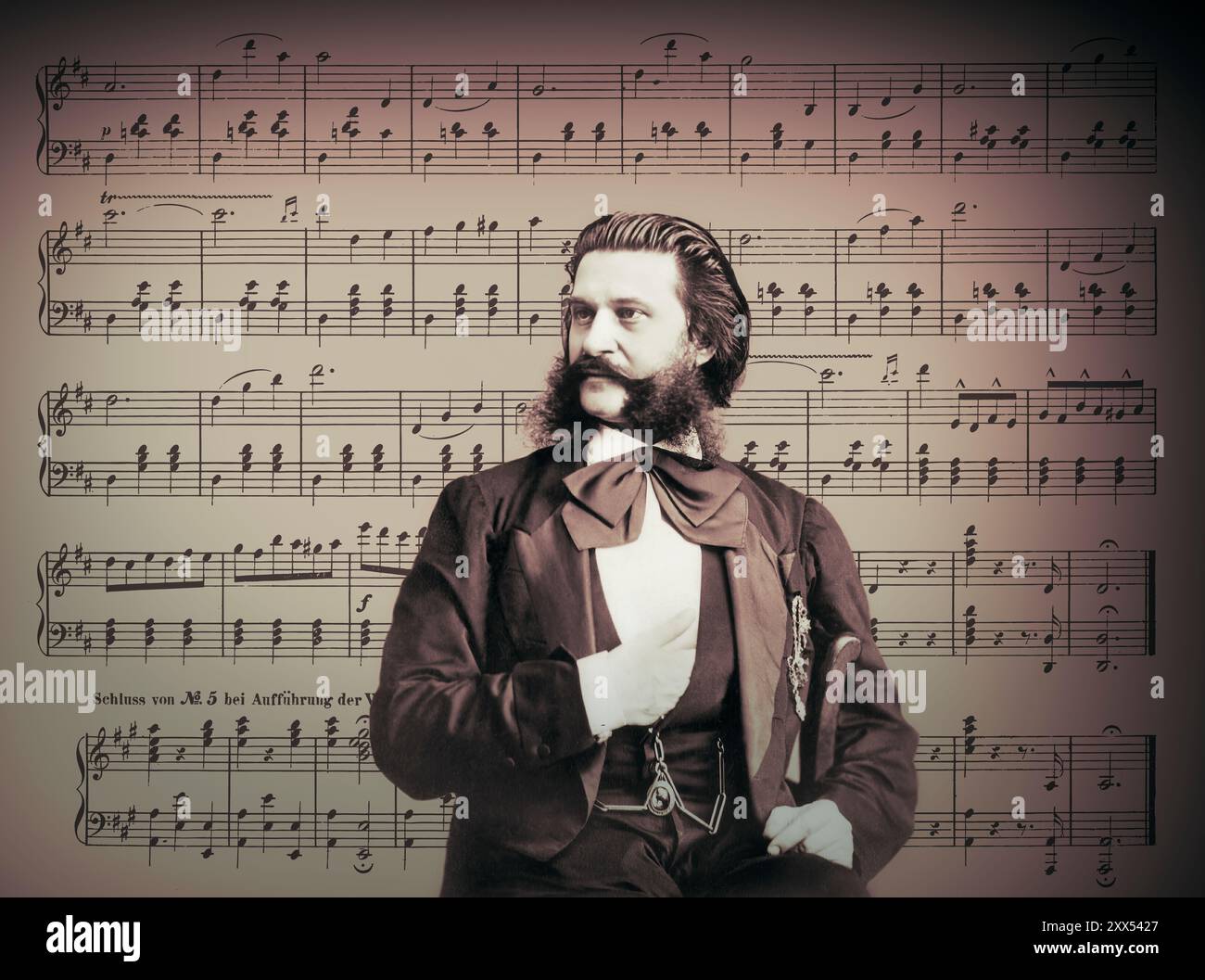 Johann Baptist Strauss II, 1825–1899, österreichischer Komponist und Geiger, 1879, digital herausgegeben, Notenblatt aus „die Blaue Donau“ Stockfoto