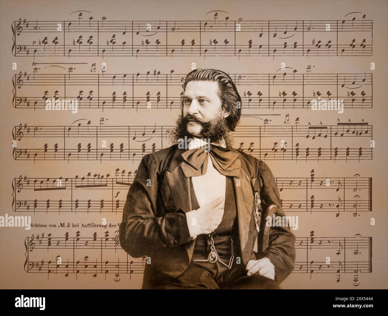 Johann Baptist Strauss II, 1825–1899, österreichischer Komponist und Geiger, 1879, digital herausgegeben, Notenblatt aus „die Blaue Donau“ Stockfoto