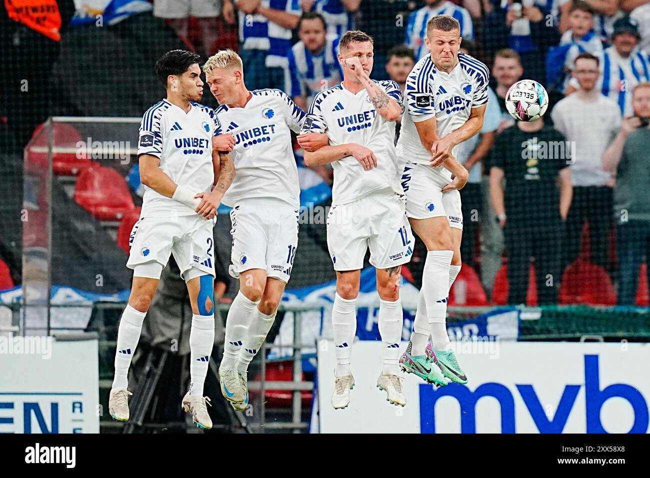 Kopenhagen, Dänemark. August 2024. FC Kopenhagen Spieler beim Qualifikationsspiel der Conference League zwischen dem FC Kopenhagen und Kilmarnock FC in Kopenhagen am Donnerstag, den 22. August 2024. (Foto: Liselotte Sabroe/Scanpix 2024) Credit: Ritzau/Alamy Live News Stockfoto