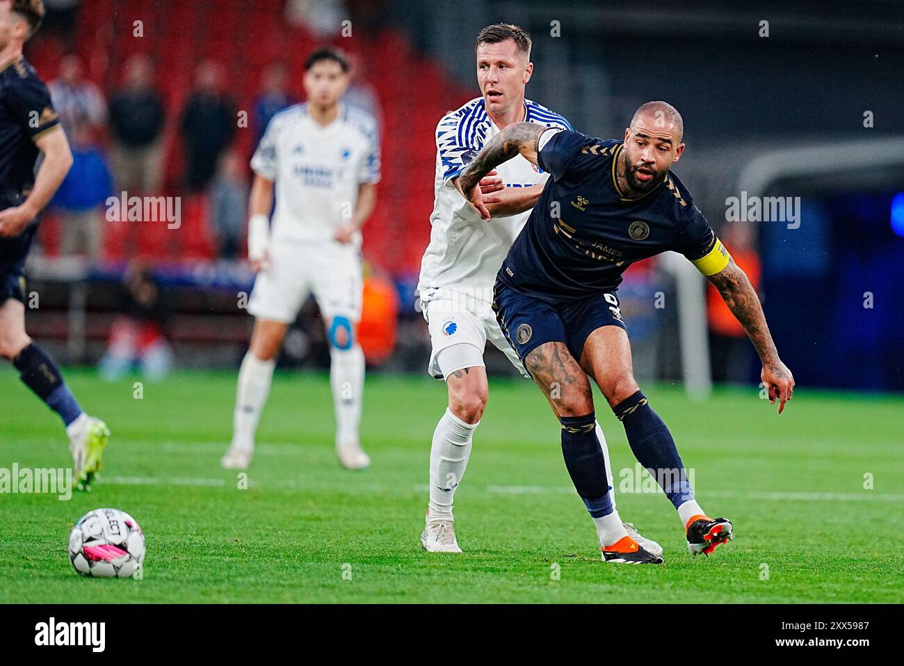 Kopenhagen, Dänemark. August 2024. Kyle Vassell aus Kilmarnock während des Qualifikationsspiels der Conference League zwischen dem FC Kopenhagen und Kilmarnock FC am Donnerstag, den 22. August 2024 in Kopenhagen. (Foto: Liselotte Sabroe/Scanpix 2024) Credit: Ritzau/Alamy Live News Stockfoto