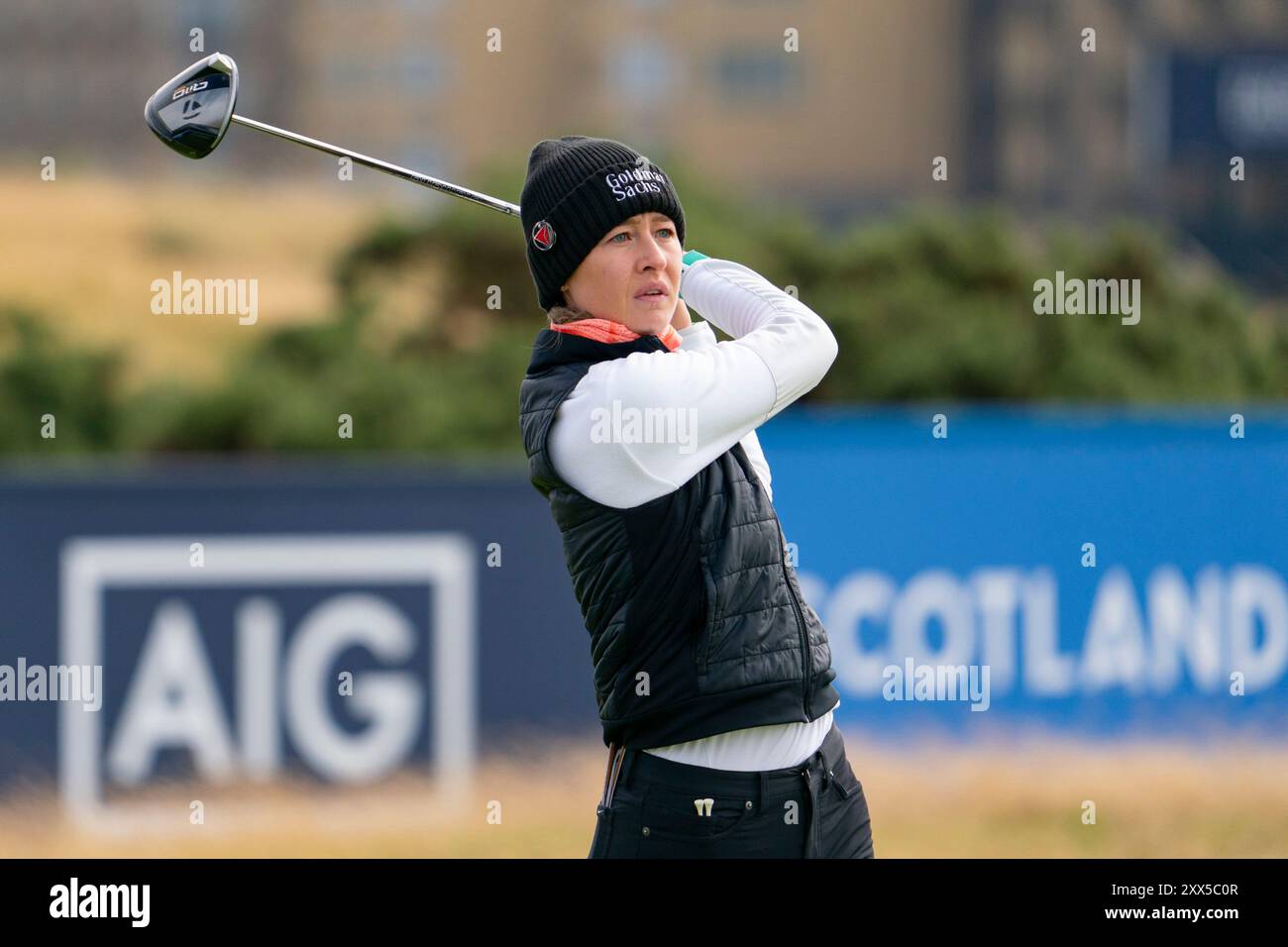 St Andrews, Schottland, Großbritannien. August 2024. Erste Runde der AIG Women’s Open auf dem Old Course St Andrews. Bild; Nelly Korda. Iain Masterton/Alamy Live News Stockfoto