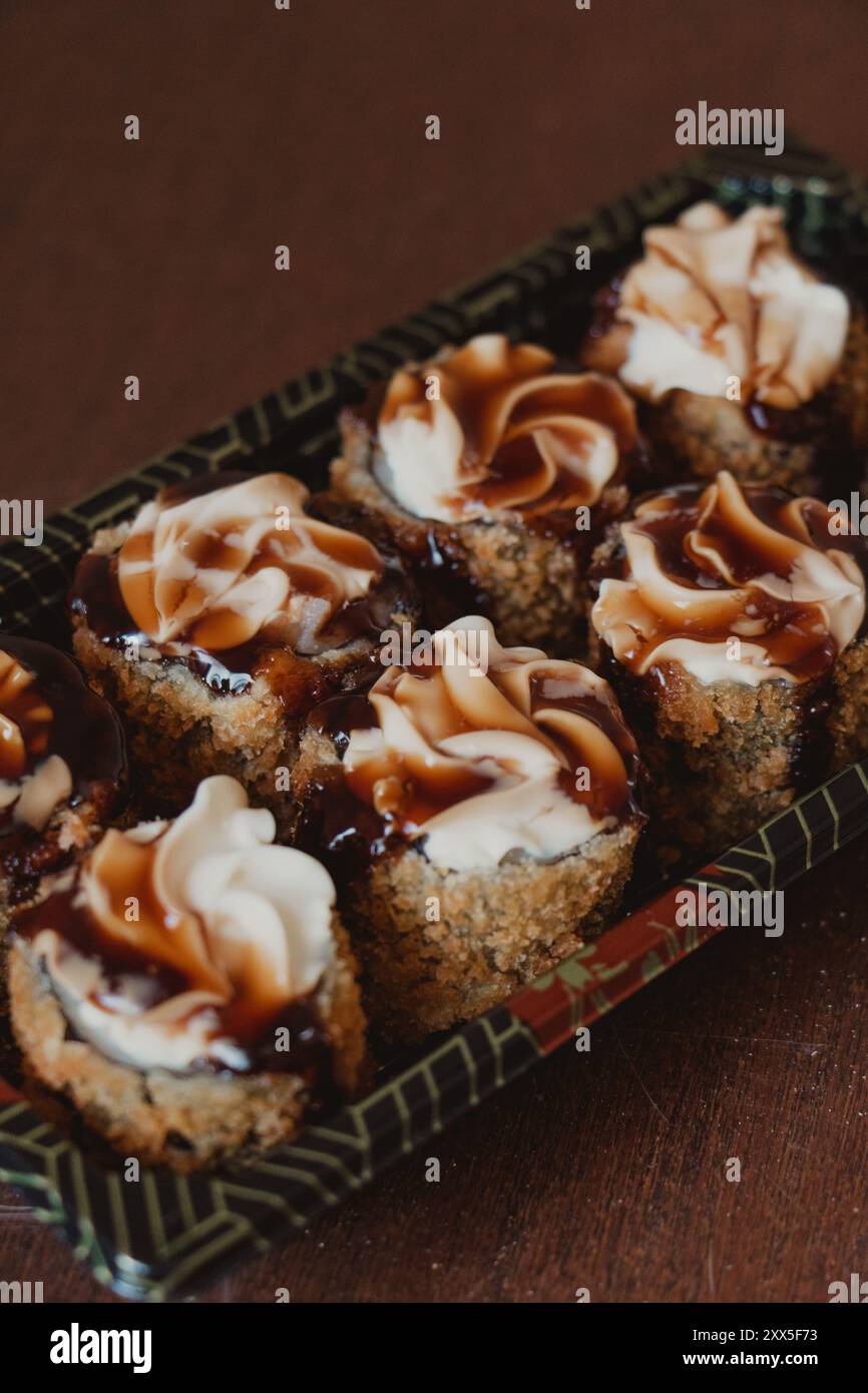 Hot Roll Sushi Nahaufnahme Stockfoto