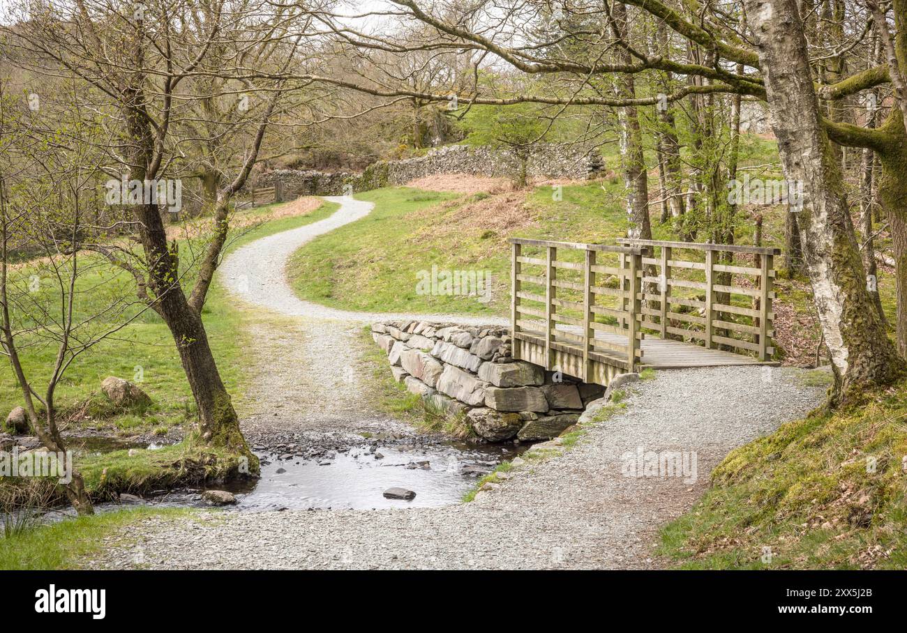 Rollstuhlgerechter Fußweg rund um Rydal Water, Lake District, Großbritannien Stockfoto