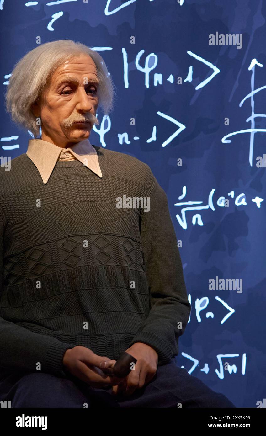 Albert Einstein Figur im Wachsmuseum in Barcelona, Spanien Stockfoto